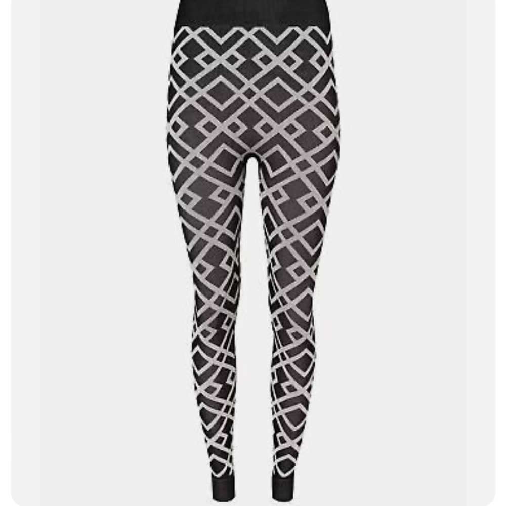 Sweaty Betty Black Geo Jacquard Ski Base Layer Leggings Size Large
